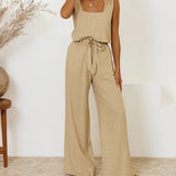 Megan - Ensemble Top Minimaliste et Pantalon Évasé