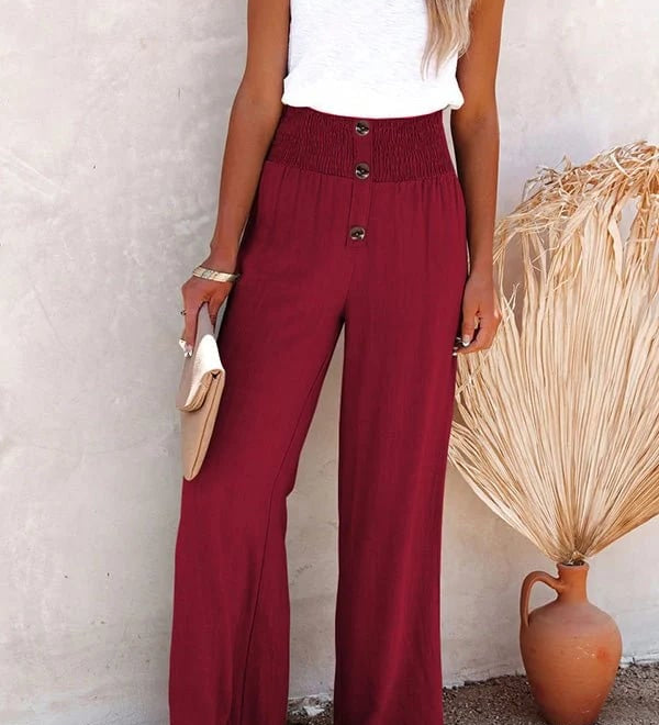 Riana - Pantalon Taille Haute Détendu