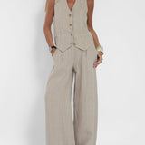 Aira - Ensemble Gilet Boutonné & Pantalon Large