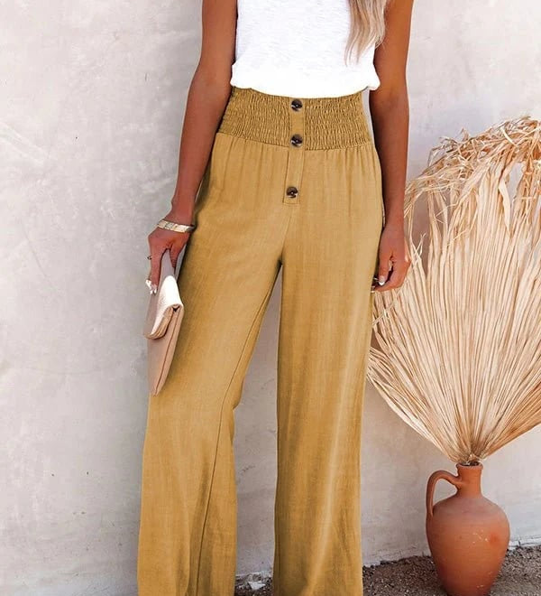 Riana - Pantalon Taille Haute Détendu