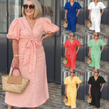 LYNORA | ROBE MIDI ÉLÉGANTE À ENCOLURE EN V