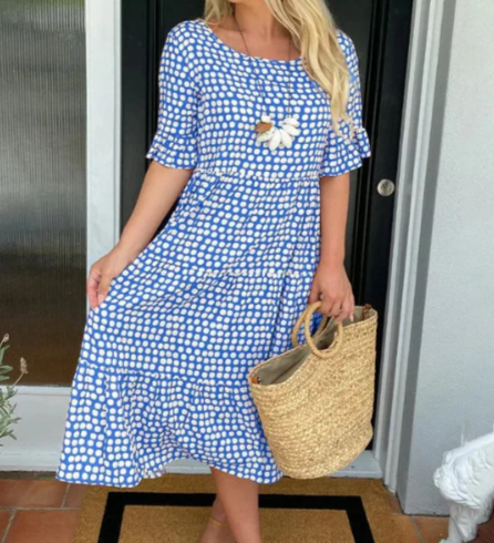 ZORA | ROBE MIDI À MANCHES COURTES EN SABLE