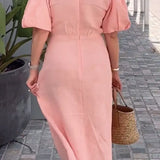 LYNORA | ROBE MIDI ÉLÉGANTE À ENCOLURE EN V