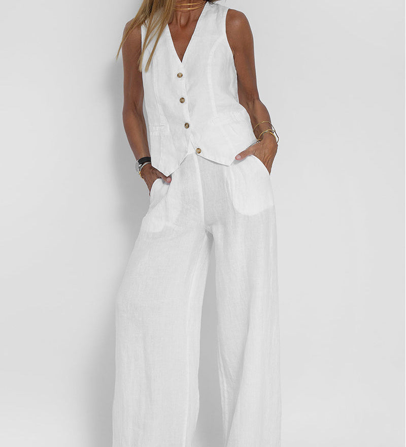Aira - Ensemble Gilet Boutonné & Pantalon Large