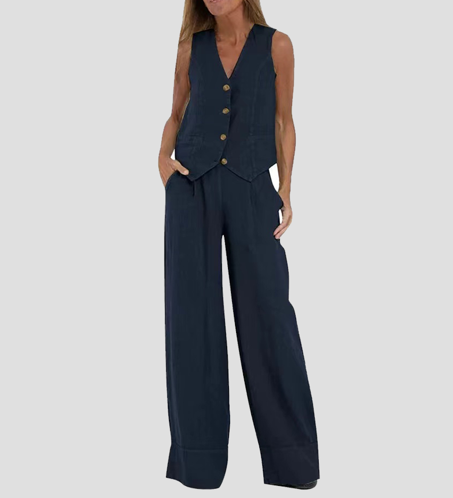 Aira - Ensemble Gilet Boutonné & Pantalon Large
