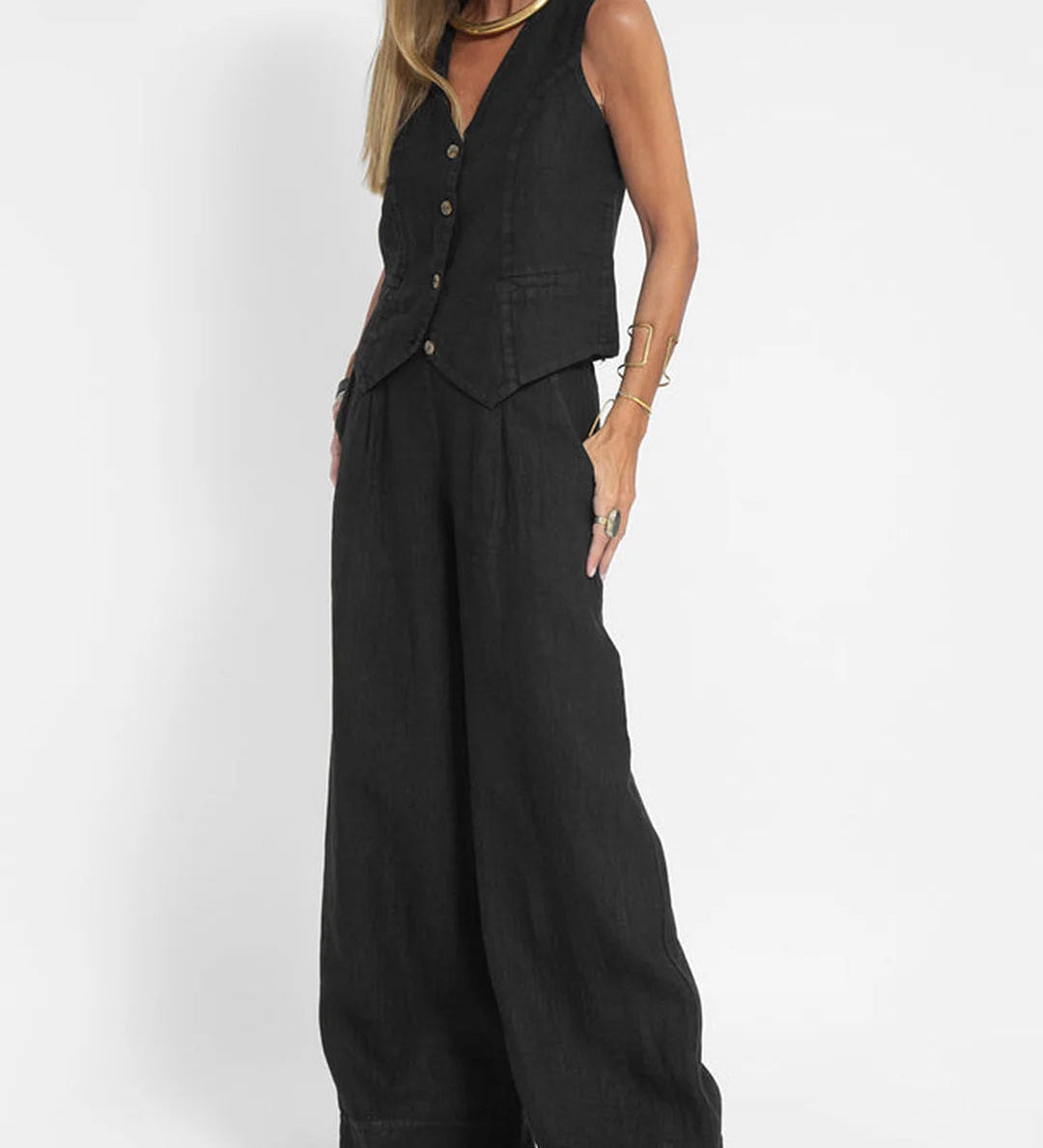 Aira - Ensemble Gilet Boutonné & Pantalon Large