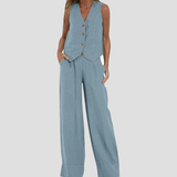 Aira - Ensemble Gilet Boutonné & Pantalon Large