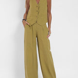 Aira - Ensemble Gilet Boutonné & Pantalon Large